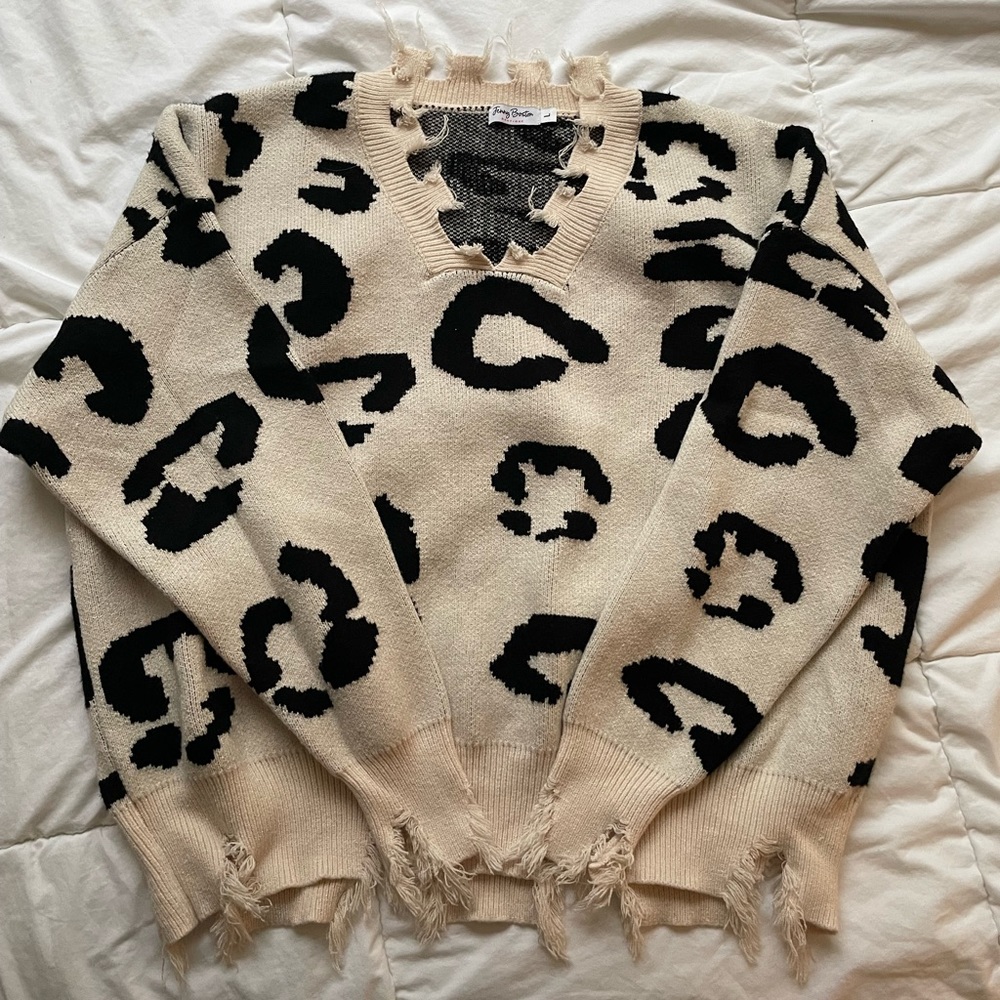 Distressed Cheetah Sweater